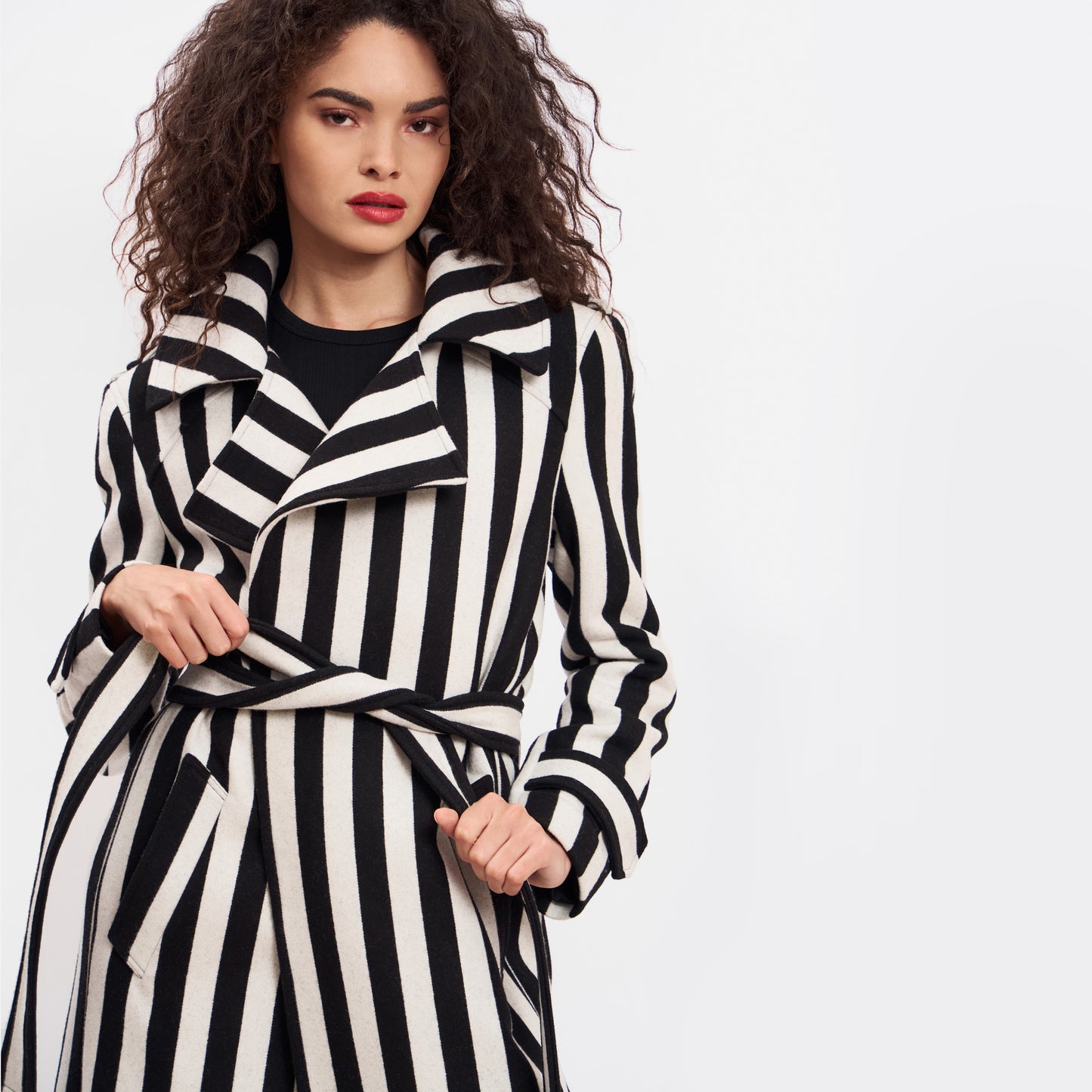 WOOL TRENCH COAT STRIPED