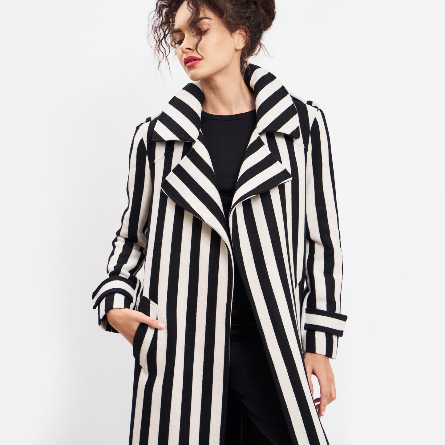 WOOL TRENCH COAT STRIPED