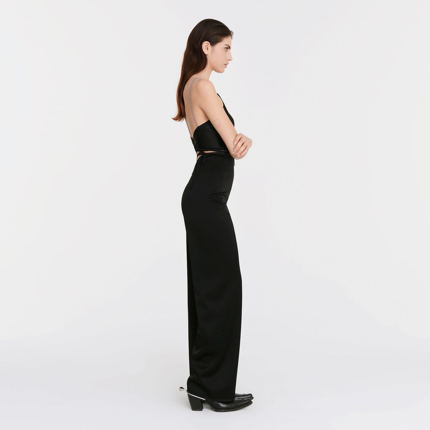 SEAMLESS PANTS BLACK SATIN