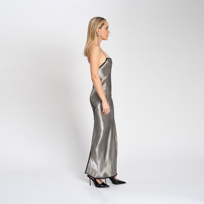 MAXI GODDESS DRESS METALLIC SQUARE NECK