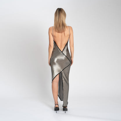 MAXI GODDESS DRESS METALLIC SQUARE NECK