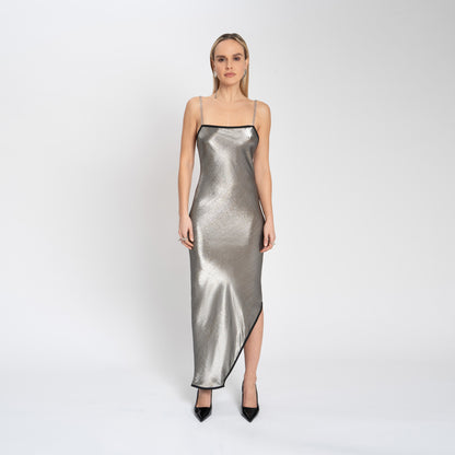 MAXI GODDESS DRESS METALLIC SQUARE NECK