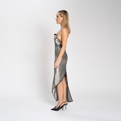 MAXI GODDESS DRESS METALLIC SQUARE NECK