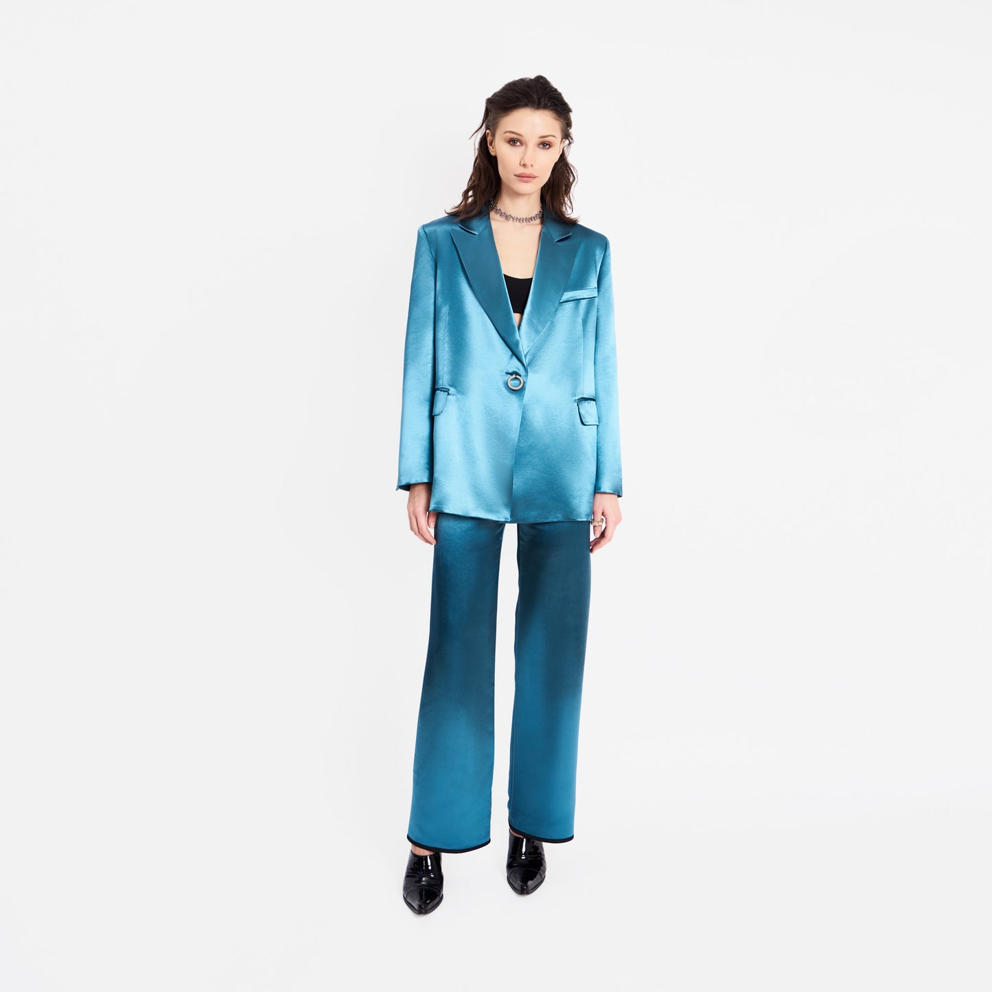 REAL BLAZER BLUE SATIN