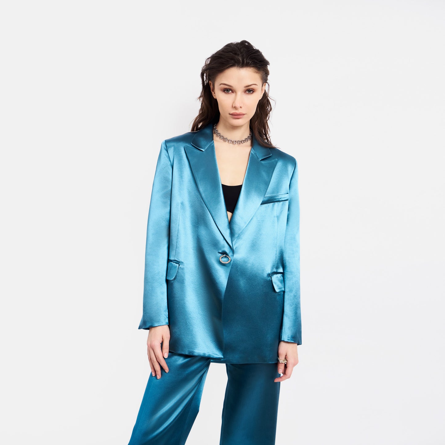 REAL BLAZER BLUE SATIN