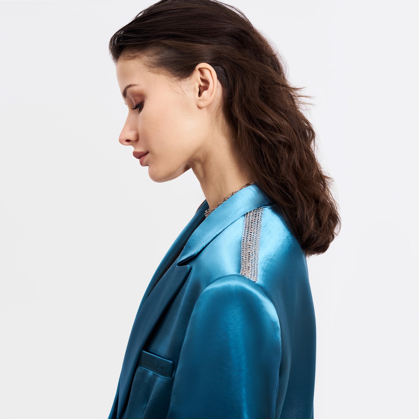 REAL BLAZER BLUE SATIN