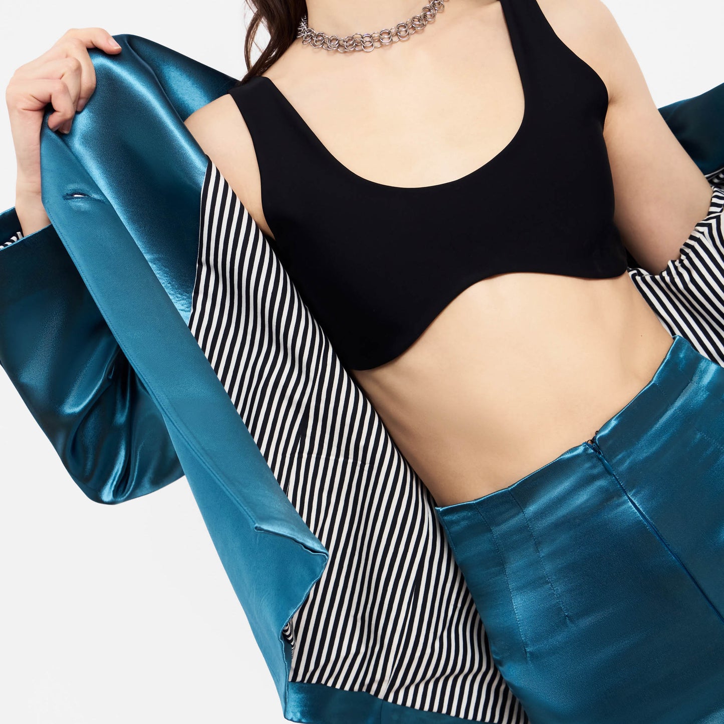 REAL BLAZER BLUE SATIN