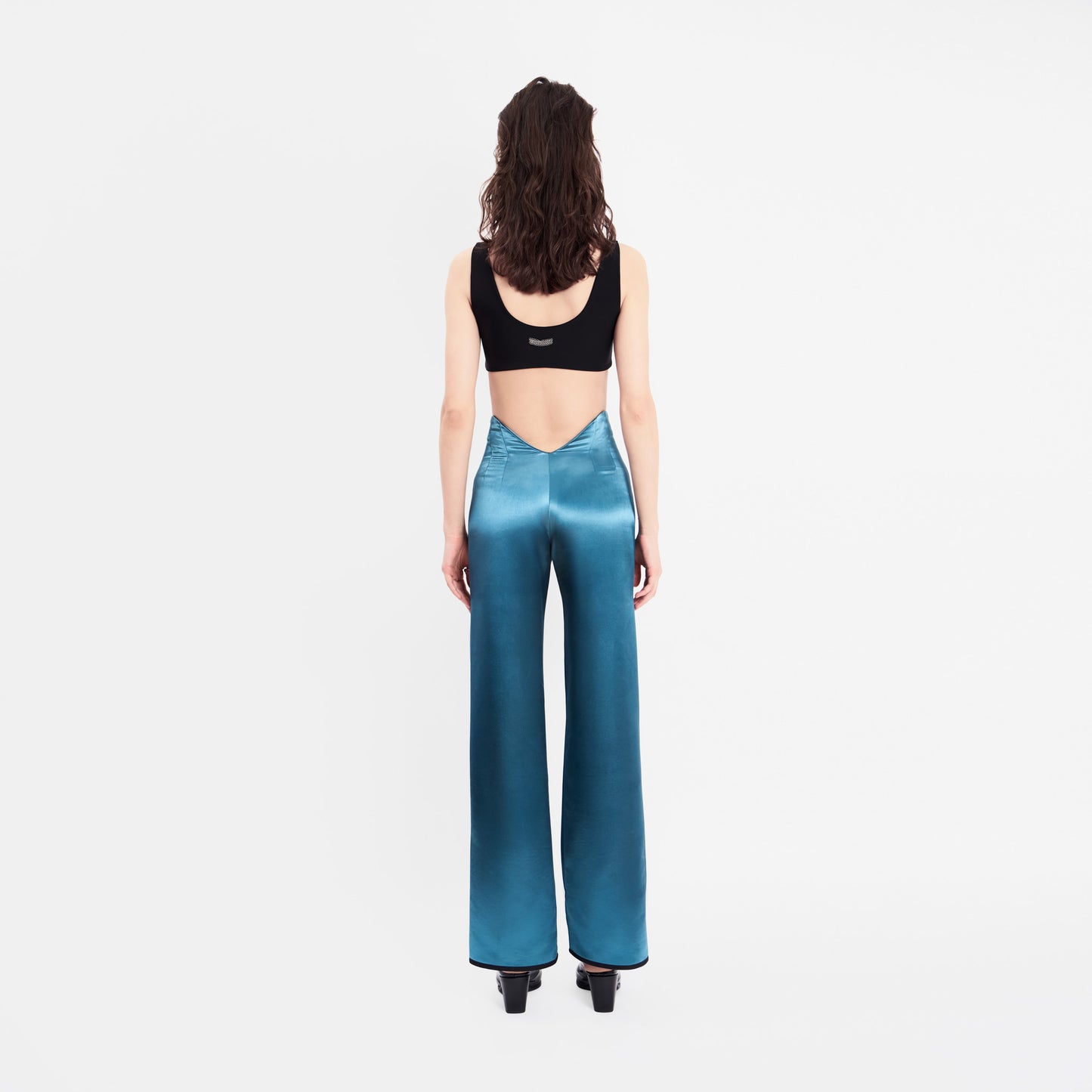SEAMLESS PANTS BLUE SATIN