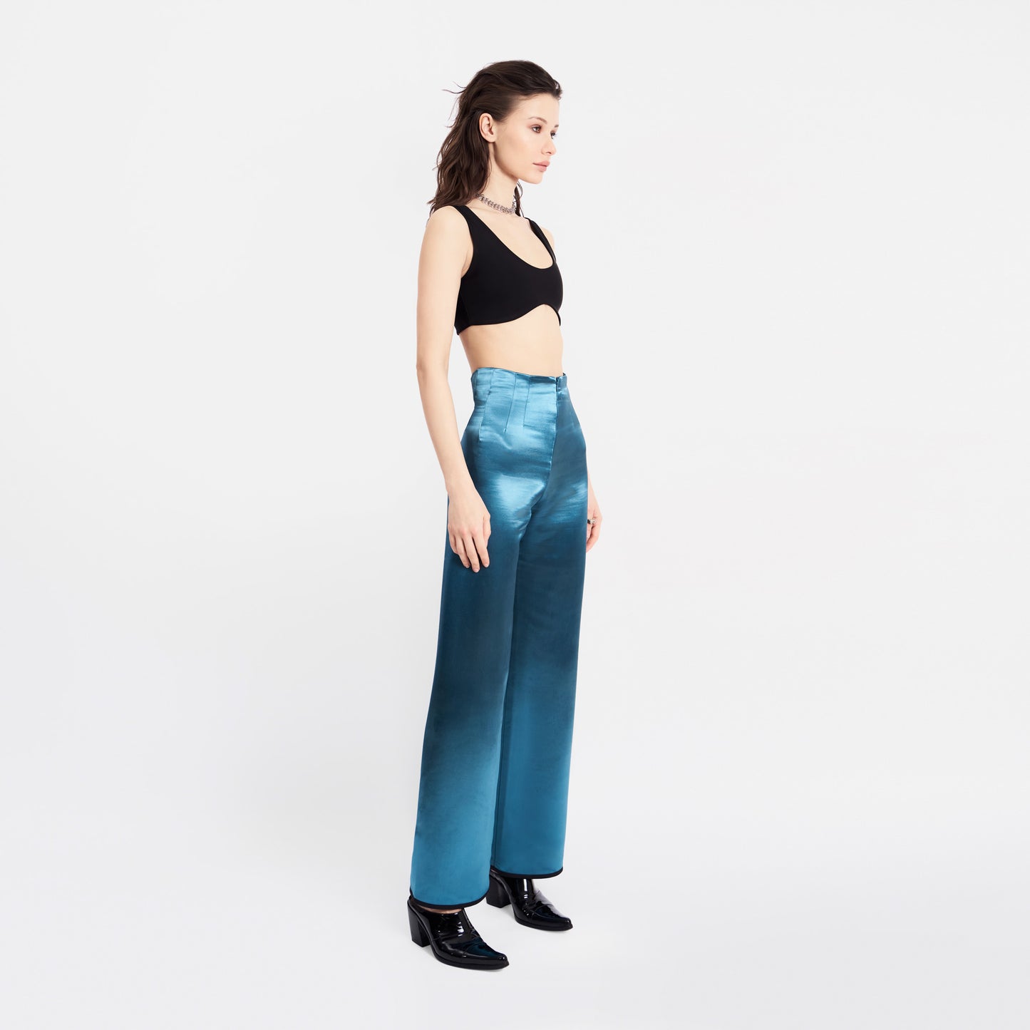 SEAMLESS PANTS BLUE SATIN