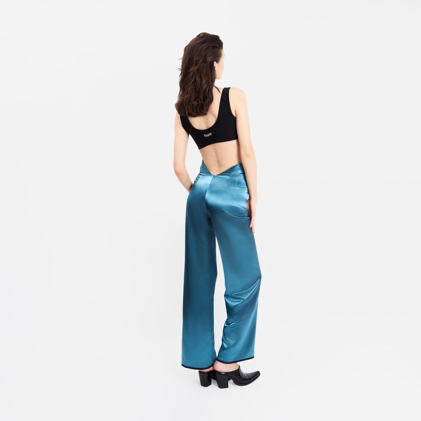 SEAMLESS PANTS BLUE SATIN