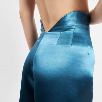 SEAMLESS PANTS BLUE SATIN