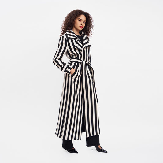 WOOL TRENCH COAT STRIPED